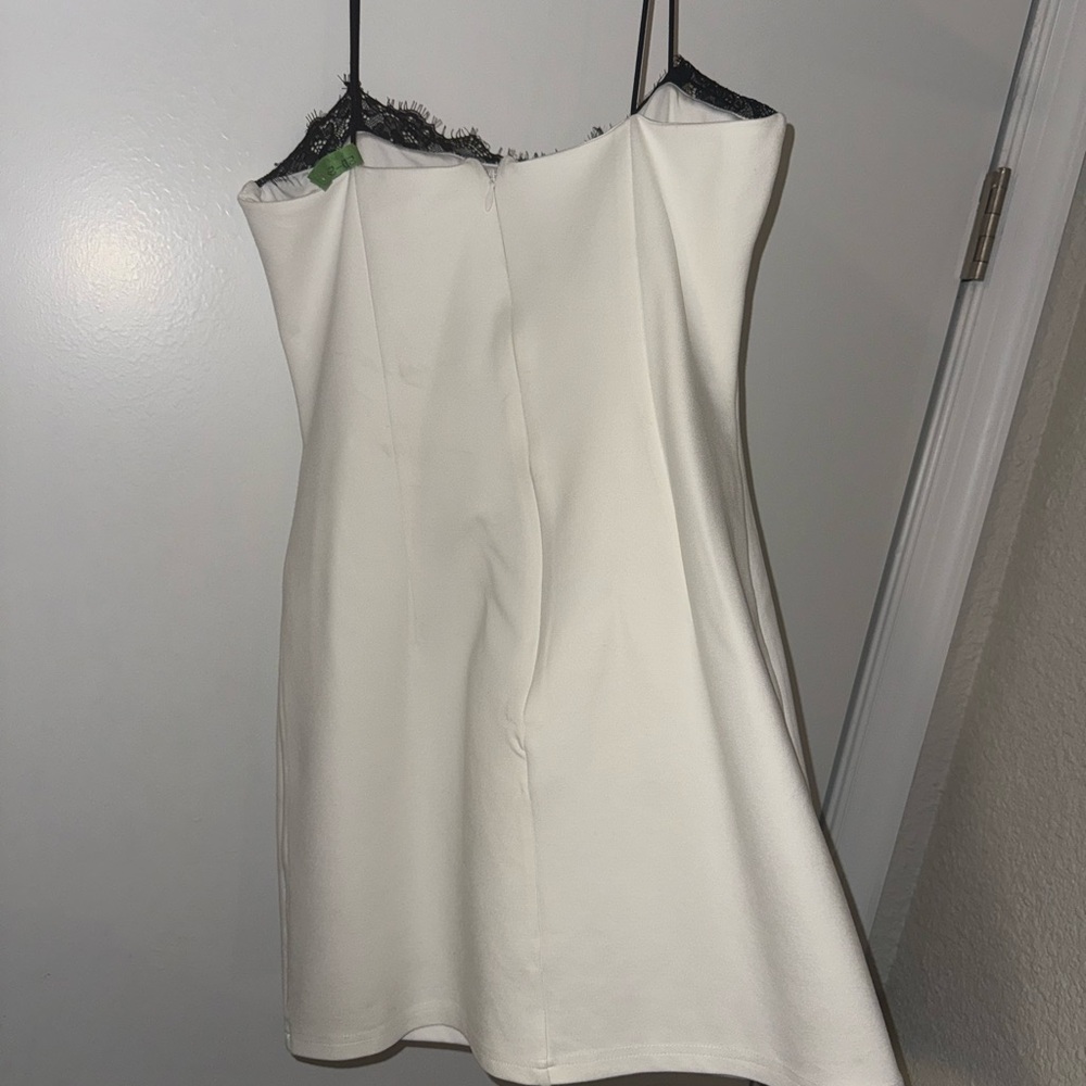 REVOLVE White Mini Dress with Black Lace - Picture 6 of 6